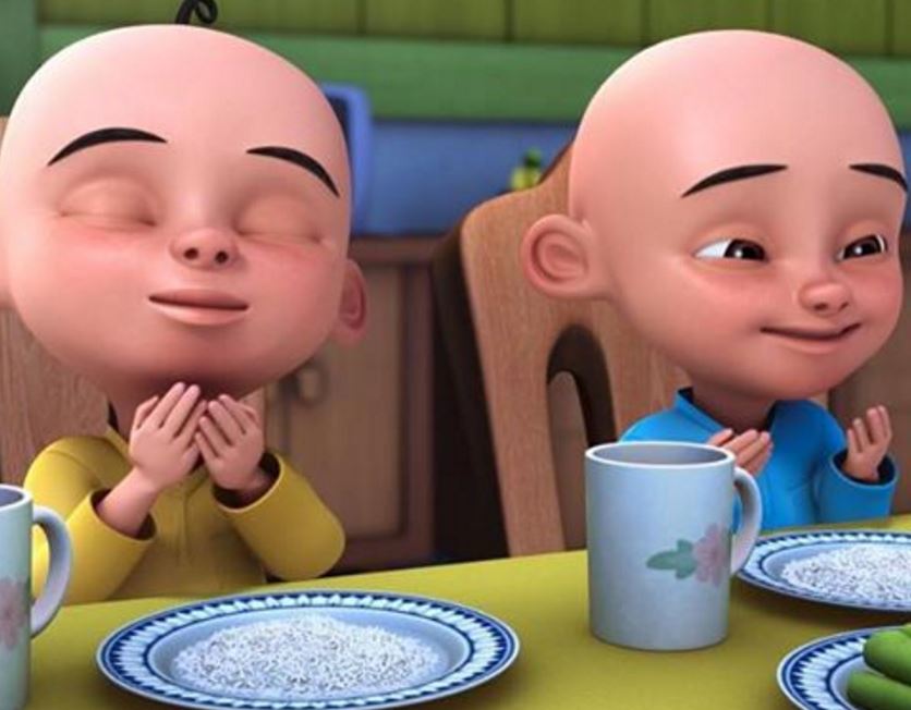 doa setelah makan kartun vektor upin ipin